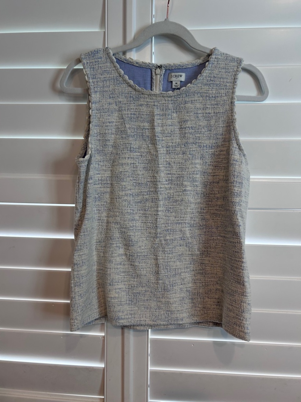 J Crew Sleeveless Tweed Top Blue White Size Medium